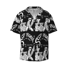 (Scott Pilgrim Vs The World_4244) Men's Hawaiian Shirts Cuban Collar Vintage Bowling Short Sleeve Button Down Beach Shirt Casual Summer Vacation Wear Retro Tee