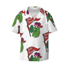 (Philliess Phanatics _9439) Men's Hawaiian Shirts Cuban Collar Vintage Bowling Short Sleeve Button Down Beach Shirt Casual Summer Vacation Wear Retro Tee