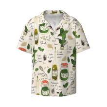 (Pesto Illustrated Recipe. _5209) Men's Hawaiian Shirts Cuban Collar Vintage Bowling Short Sleeve Button Down Beach Shirt Casual Summer Vacation Wear Retro Tee