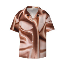(Rose Gold Silk Print_12903) Men's Hawaiian Shirts Cuban Collar Vintage Bowling Short Sleeve Button Down Beach Shirt Casual Summer Vacation Wear Retro Tee