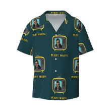 (Perry Mason Tv Lawyer Vintage_11690) Men's Hawaiian Shirts Cuban Collar Vintage Bowling Short Sleeve Button Down Beach Shirt Casual Summer Vacation Wear Retro Tee