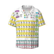 (Periodic Table Detailed With Color Code On White HD High Quality Online Store_11228) Men's Hawaiian Shirts Cuban Collar Vintage Bowling Short Sleeve Button Down Beach Shirt Casual Summer Vacation Wear Retro Tee
