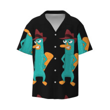 (Perry Not Impressed_7935) Men's Hawaiian Shirts Cuban Collar Vintage Bowling Short Sleeve Button Down Beach Shirt Casual Summer Vacation Wear Retro Tee