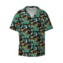 (Perry The Platypus Phineas And Ferb Collage Design _6787) Men's Hawaiian Shirts Cuban Collar Vintage Bowling Short Sleeve Button Down Beach Shirt Casual Summer Vacation Wear Retro Tee