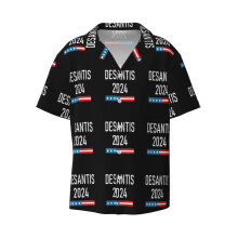 (Ron DeSantis 2024_4572) Men's Hawaiian Shirts Cuban Collar Vintage Bowling Short Sleeve Button Down Beach Shirt Casual Summer Vacation Wear Retro Tee