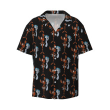 (Rocky And Bullwinkle _9657) Men's Hawaiian Shirts Cuban Collar Vintage Bowling Short Sleeve Button Down Beach Shirt Casual Summer Vacation Wear Retro Tee