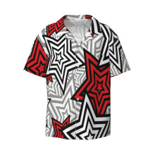 (Persona 5 Star Background_11872) Men's Hawaiian Shirts Cuban Collar Vintage Bowling Short Sleeve Button Down Beach Shirt Casual Summer Vacation Wear Retro Tee