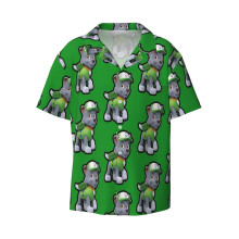 (Rocky PAW Patrols_7224) Men's Hawaiian Shirts Cuban Collar Vintage Bowling Short Sleeve Button Down Beach Shirt Casual Summer Vacation Wear Retro Tee