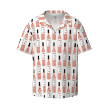 (Rose All Day!_5235) Men's Hawaiian Shirts Cuban Collar Vintage Bowling Short Sleeve Button Down Beach Shirt Casual Summer Vacation Wear Retro Tee
