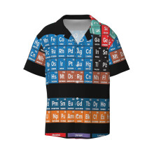 (Periodic Table Of The Elements_7821) Men's Hawaiian Shirts Cuban Collar Vintage Bowling Short Sleeve Button Down Beach Shirt Casual Summer Vacation Wear Retro Tee