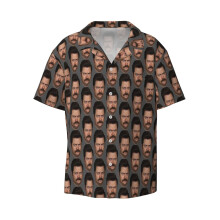 (Ron Swanson_4930) Men's Hawaiian Shirts Cuban Collar Vintage Bowling Short Sleeve Button Down Beach Shirt Casual Summer Vacation Wear Retro Tee