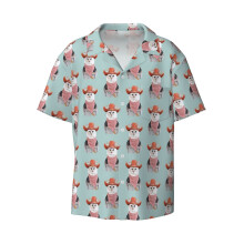 (Rodeo Cat_11586) Men's Hawaiian Shirts Cuban Collar Vintage Bowling Short Sleeve Button Down Beach Shirt Casual Summer Vacation Wear Retro Tee