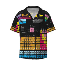 (Periodic Table Of The Elements_22553) Men's Hawaiian Shirts Cuban Collar Vintage Bowling Short Sleeve Button Down Beach Shirt Casual Summer Vacation Wear Retro Tee