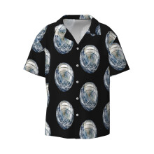 (Petanque_6225) Men's Hawaiian Shirts Cuban Collar Vintage Bowling Short Sleeve Button Down Beach Shirt Casual Summer Vacation Wear Retro Tee