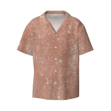 (Rose Gold Glitter_8260) Men's Hawaiian Shirts Cuban Collar Vintage Bowling Short Sleeve Button Down Beach Shirt Casual Summer Vacation Wear Retro Tee