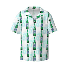 (Rolling Rock_4830) Men's Hawaiian Shirts Cuban Collar Vintage Bowling Short Sleeve Button Down Beach Shirt Casual Summer Vacation Wear Retro Tee
