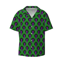 (Room 237_5742) Men's Hawaiian Shirts Cuban Collar Vintage Bowling Short Sleeve Button Down Beach Shirt Casual Summer Vacation Wear Retro Tee