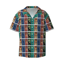 (Percy Jackson Olympians Pack_14703) Men's Hawaiian Shirts Cuban Collar Vintage Bowling Short Sleeve Button Down Beach Shirt Casual Summer Vacation Wear Retro Tee