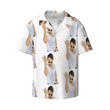 (Salt Bae_1566) Men's Hawaiian Shirts Cuban Collar Vintage Bowling Short Sleeve Button Down Beach Shirt Casual Summer Vacation Wear Retro Tee