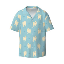 (Samoyed Dog_5649) Men's Hawaiian Shirts Cuban Collar Vintage Bowling Short Sleeve Button Down Beach Shirt Casual Summer Vacation Wear Retro Tee