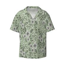 (Sage Green Floral _9130) Men's Hawaiian Shirts Cuban Collar Vintage Bowling Short Sleeve Button Down Beach Shirt Casual Summer Vacation Wear Retro Tee
