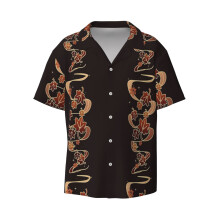 (Samurai Of The Wind_6287) Men's Hawaiian Shirts Cuban Collar Vintage Bowling Short Sleeve Button Down Beach Shirt Casual Summer Vacation Wear Retro Tee