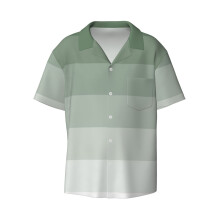 (Sage Green Ombre Stripes_22463) Men's Hawaiian Shirts Cuban Collar Vintage Bowling Short Sleeve Button Down Beach Shirt Casual Summer Vacation Wear Retro Tee
