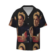 (Saint Thomas Aquinas_9337) Men's Hawaiian Shirts Cuban Collar Vintage Bowling Short Sleeve Button Down Beach Shirt Casual Summer Vacation Wear Retro Tee