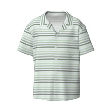 (Sage Green Mint Ombre Stripes_10804) Men's Hawaiian Shirts Cuban Collar Vintage Bowling Short Sleeve Button Down Beach Shirt Casual Summer Vacation Wear Retro Tee