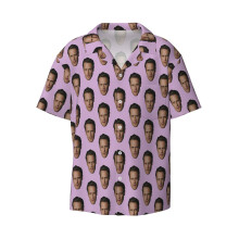 (Sam Heughan_8008) Men's Hawaiian Shirts Cuban Collar Vintage Bowling Short Sleeve Button Down Beach Shirt Casual Summer Vacation Wear Retro Tee