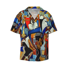 (Salsa Salvaje_4172) Men's Hawaiian Shirts Cuban Collar Vintage Bowling Short Sleeve Button Down Beach Shirt Casual Summer Vacation Wear Retro Tee