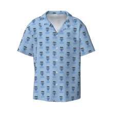 (Sam The Eagle_9287) Men's Hawaiian Shirts Cuban Collar Vintage Bowling Short Sleeve Button Down Beach Shirt Casual Summer Vacation Wear Retro Tee