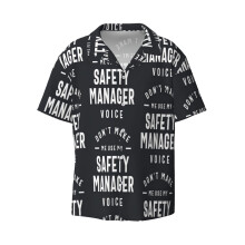 (Safety Manager Job Title Gift_12093) Men's Hawaiian Shirts Cuban Collar Vintage Bowling Short Sleeve Button Down Beach Shirt Casual Summer Vacation Wear Retro Tee