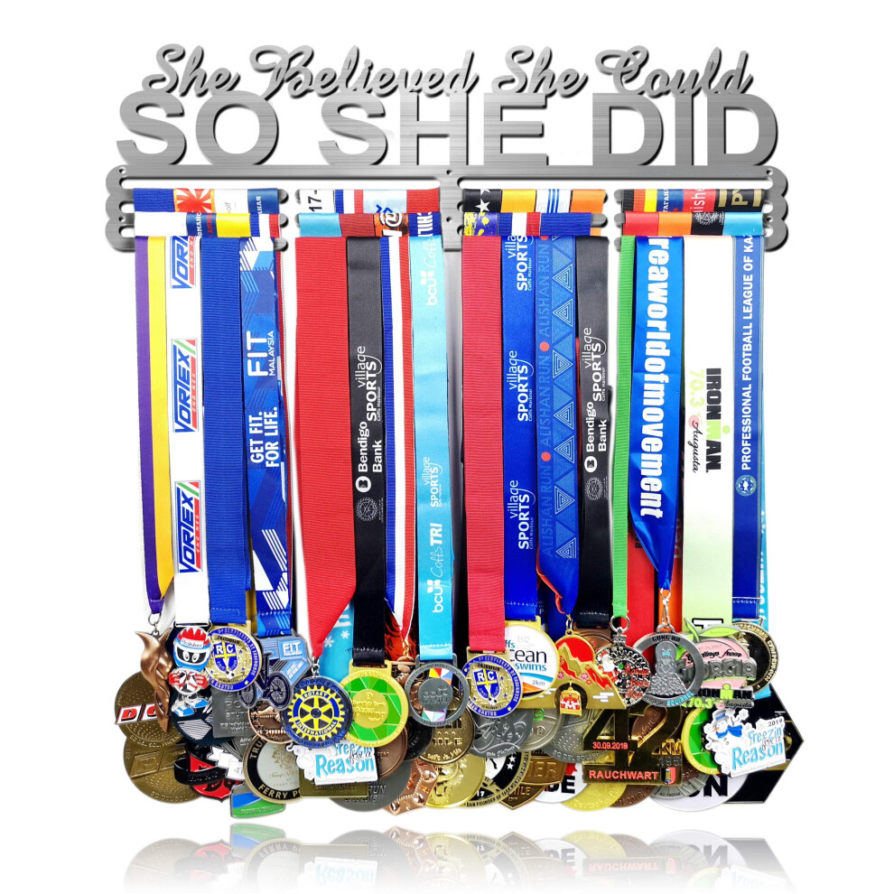 Lapetale Fashion Medal Hanger Holder Display Wall Rack Frame Shelf in 16" Long-Medal Hanger Awards Ribbon Cheer,Gymnastics,Soccer,Softball Holder Dis