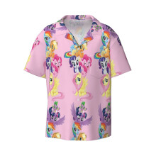 (Ponies_4757) Men's Hawaiian Shirts Cuban Collar Vintage Bowling Short Sleeve Button Down Beach Shirt Casual Summer Vacation Wear Retro Tee