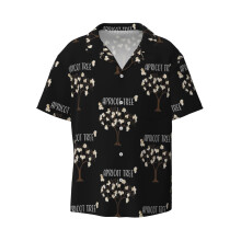 (Popcorn Popping Mormon Apricot Tree _10314) Men's Hawaiian Shirts Cuban Collar Vintage Bowling Short Sleeve Button Down Beach Shirt Casual Summer Vacation Wear Retro Tee