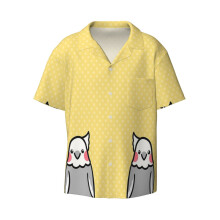 (Polka Dot Cheeks_7004) Men's Hawaiian Shirts Cuban Collar Vintage Bowling Short Sleeve Button Down Beach Shirt Casual Summer Vacation Wear Retro Tee