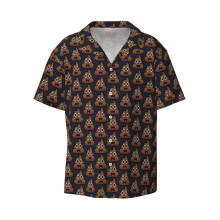 (Poop Emoji_9471) Men's Hawaiian Shirts Cuban Collar Vintage Bowling Short Sleeve Button Down Beach Shirt Casual Summer Vacation Wear Retro Tee