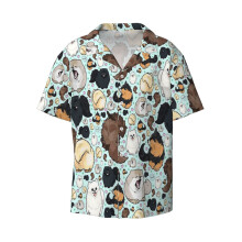 (Pomeranians_9994) Men's Hawaiian Shirts Cuban Collar Vintage Bowling Short Sleeve Button Down Beach Shirt Casual Summer Vacation Wear Retro Tee