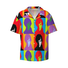 (Pop Sherlock Holmes_6787) Men's Hawaiian Shirts Cuban Collar Vintage Bowling Short Sleeve Button Down Beach Shirt Casual Summer Vacation Wear Retro Tee