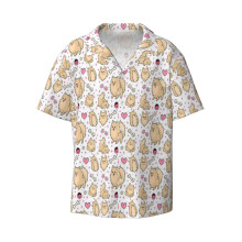 (Poms_7233) Men's Hawaiian Shirts Cuban Collar Vintage Bowling Short Sleeve Button Down Beach Shirt Casual Summer Vacation Wear Retro Tee