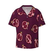 (Pomegranate Pattern_4676) Men's Hawaiian Shirts Cuban Collar Vintage Bowling Short Sleeve Button Down Beach Shirt Casual Summer Vacation Wear Retro Tee