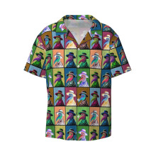 (Pop Art Plague Doctor_7152) Men's Hawaiian Shirts Cuban Collar Vintage Bowling Short Sleeve Button Down Beach Shirt Casual Summer Vacation Wear Retro Tee