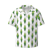 (Plumbob _23188) Men's Hawaiian Shirts Cuban Collar Vintage Bowling Short Sleeve Button Down Beach Shirt Casual Summer Vacation Wear Retro Tee