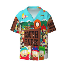 (South Park All Characters_5765) Men's Hawaiian Shirts Cuban Collar Vintage Bowling Short Sleeve Button Down Beach Shirt Casual Summer Vacation Wear Retro Tee