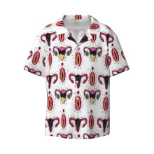(Vulva And Uterus Pattern_12102) Men's Hawaiian Shirts Cuban Collar Vintage Bowling Short Sleeve Button Down Beach Shirt Casual Summer Vacation Wear Retro Tee