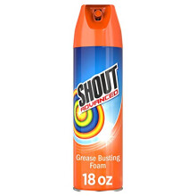 Shout Advanced Grease Busting Foam Laundry Stain Remover voor olie- en vetvlekken; Werkt op motorolie fietsvet bakolie en meer! 18oz Bus