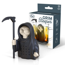 Genuine Fred Grim Steeper Grim Reaper Infuzor de ceai reutilizabil din silicon - Negru, fără BPA și rezistent la căldură
