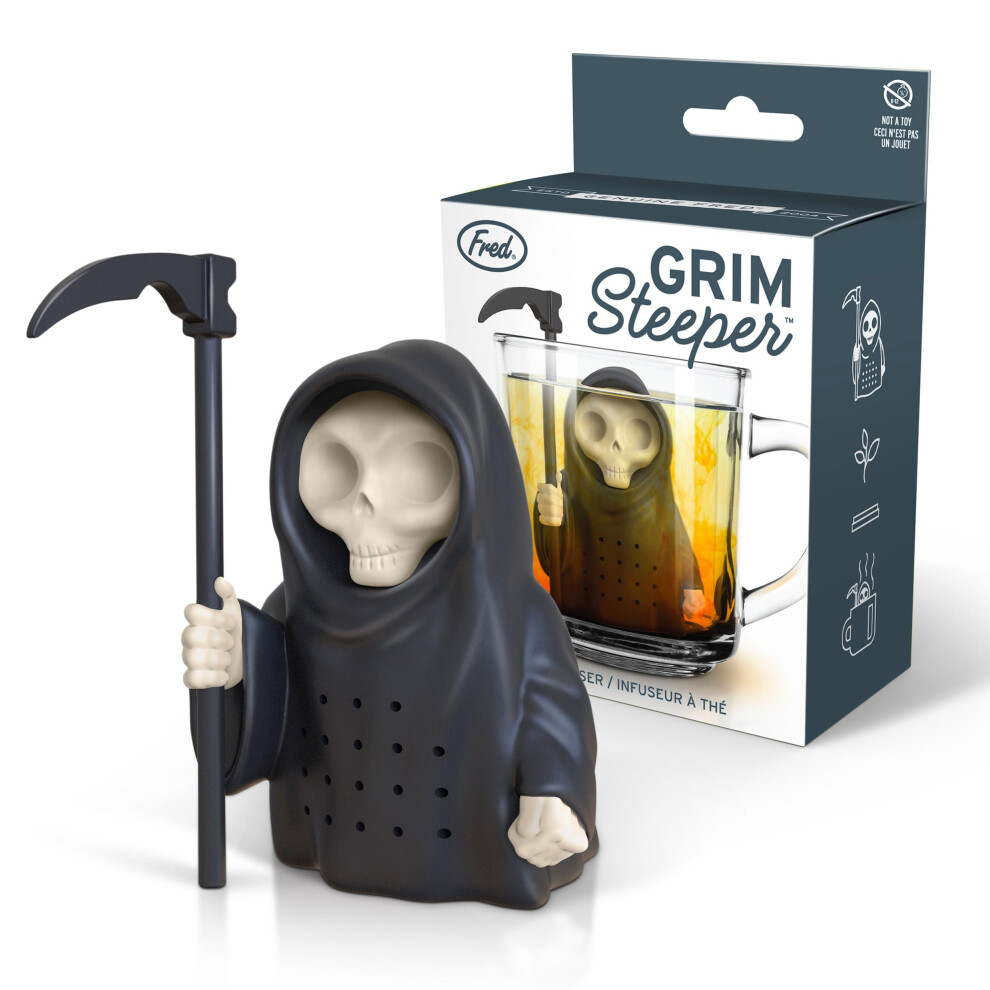 V  ritable infuseur    th   Fred GRIM STEEPER Grim Reaper en silicone r  utilisable noir, cadeau amusant pour les amateurs de th  , gadget de cuisine