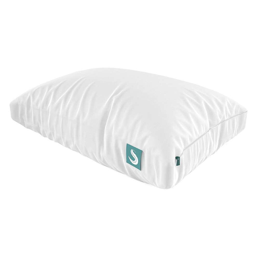Sleepgram Bed Support Adjustable Hypoallergenic cool Sleeping Loft Soft Pillow with Removeable Microfiber cover, Queen Size, White